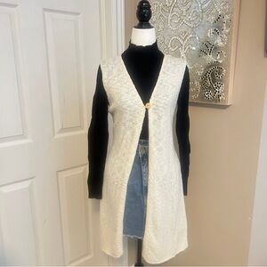 Winding River Brand Vintage Elegant Cream Open-Front Sweater